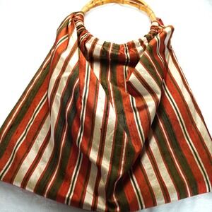 MayaBags Hand-Embroidered Bird of Paradise Bamboo Handle Tote Bag